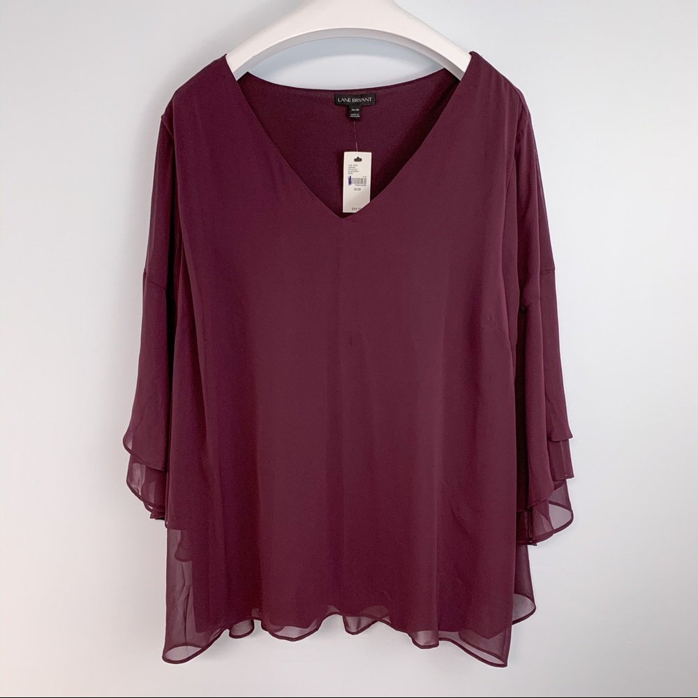 Lane Bryant Plum Purple Flowy Blouse  26/28 NWT